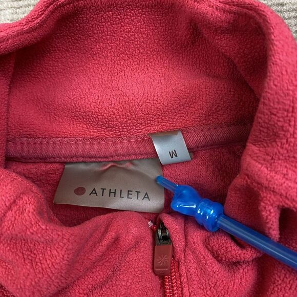 Athleta Jacket Women Medium Pink Zip Fleece Athletic Outdoors Ladies - Picture 3 of 12